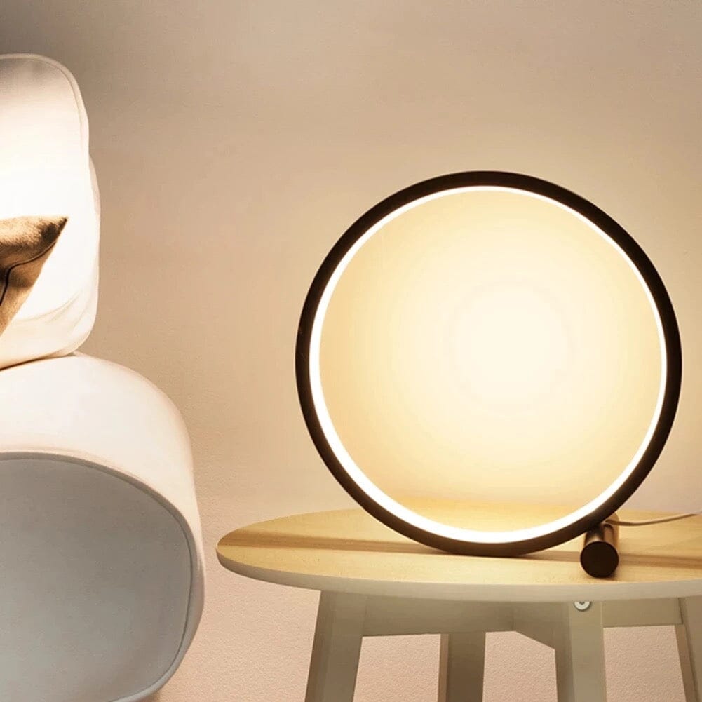 Modern LED Ring Table Lamp with Touch Control, Adjustable Brightness, Black/White, Minimalist Design — Image 13