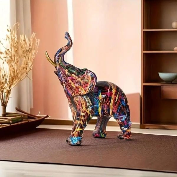 Abstract Elephant Figurine Colorful Resin Home Decor Statue Art Sculpture — Image 3