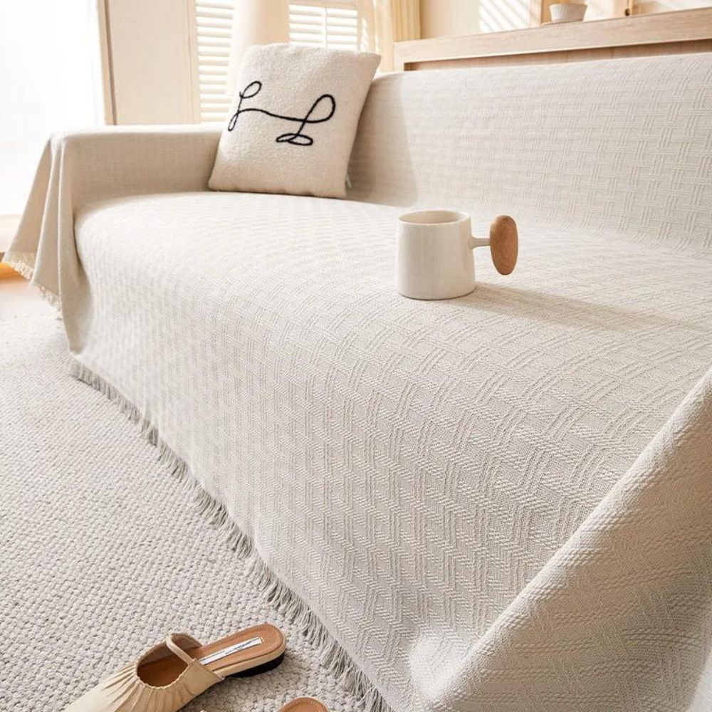 Woven Cotton Sofa Throw Blanket Geometric Pattern Couch Cover Living Room — Image 7