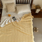 Cozy Home Striped Cotton Blanket - Yellow/White, Soft and Lightweight, 150x200cm — Image 4