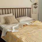 Cozy Home Striped Cotton Blanket - Yellow/White, Soft and Lightweight, 150x200cm — Image 2