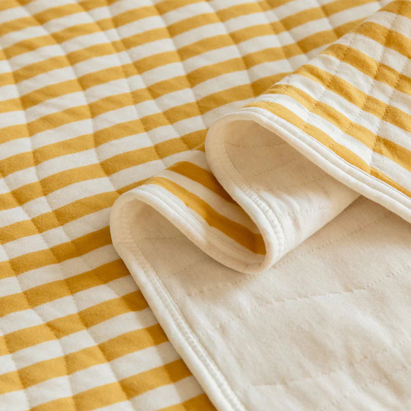 Cozy Home Striped Cotton Blanket - Yellow/White, Soft and Lightweight, 150x200cm — Image 7