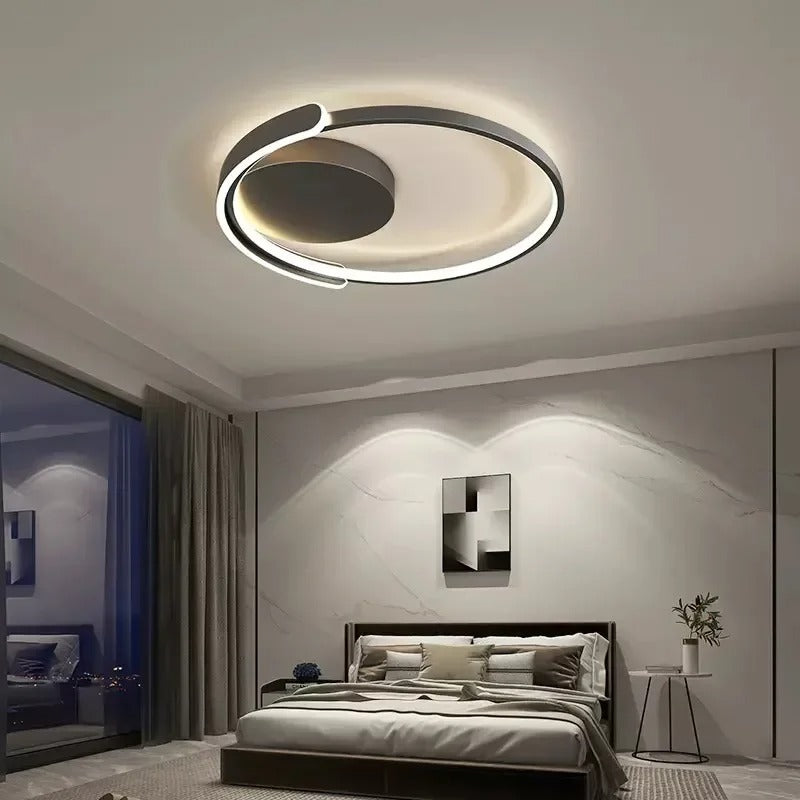 Modern LED Ceiling Light Fixture Acrylic Circular Design White Black — Image 2