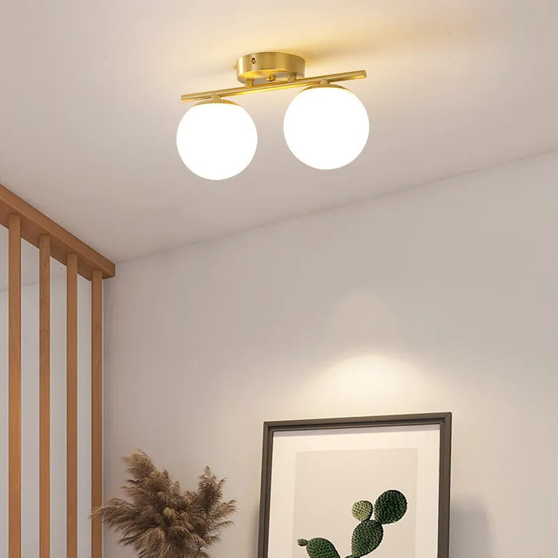 Ascelin Modern Ceiling Light Fixture - Gold & Black, Glass Globes, 2-3 Bulbs — Image 7