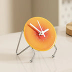 Modern Minimalist Orange Fruit Design Desk Clock with Metal Stand and Ceramic Base — Image 3