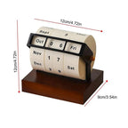 Retro Perpetual Flip Desk Calendar Solid Wood Base Aluminum Alloy Frame Home Office Decor — Image 6
