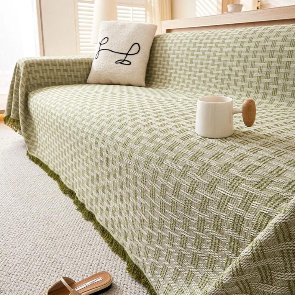 Woven Cotton Sofa Throw Blanket Geometric Pattern Couch Cover Living Room — Image 2