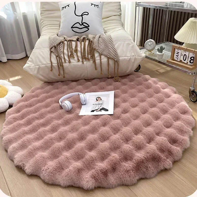 Plush Round Area Rug Soft Faux Fur Carpet Non-Slip Living Room Bedroom — Image 5