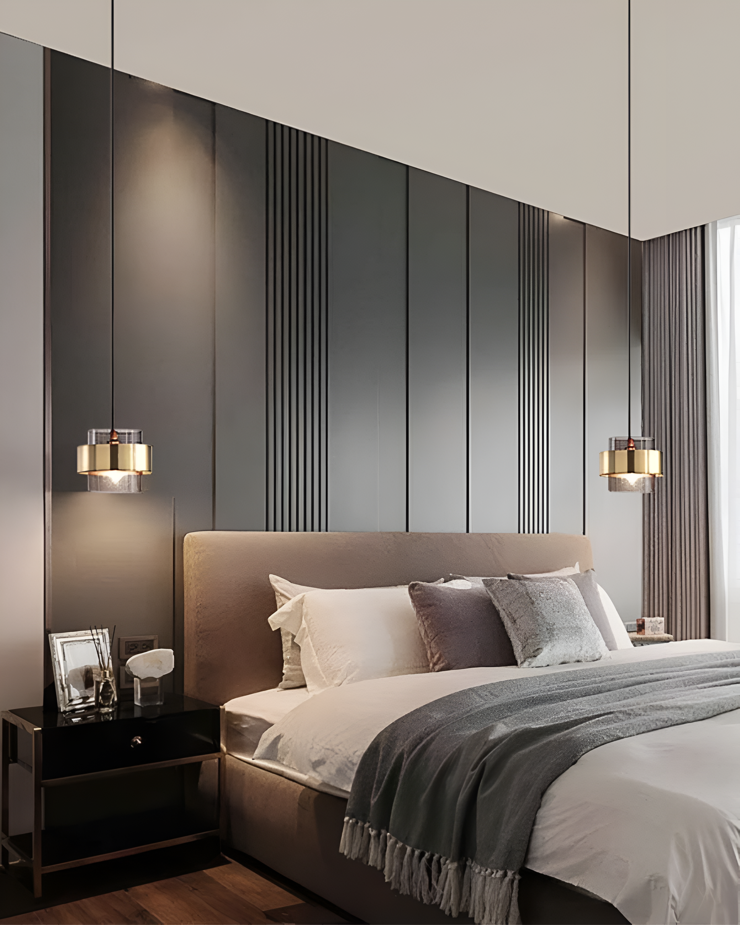 Modern Brass and Glass Pendant Light Elegant Ceiling Fixture — Image 9