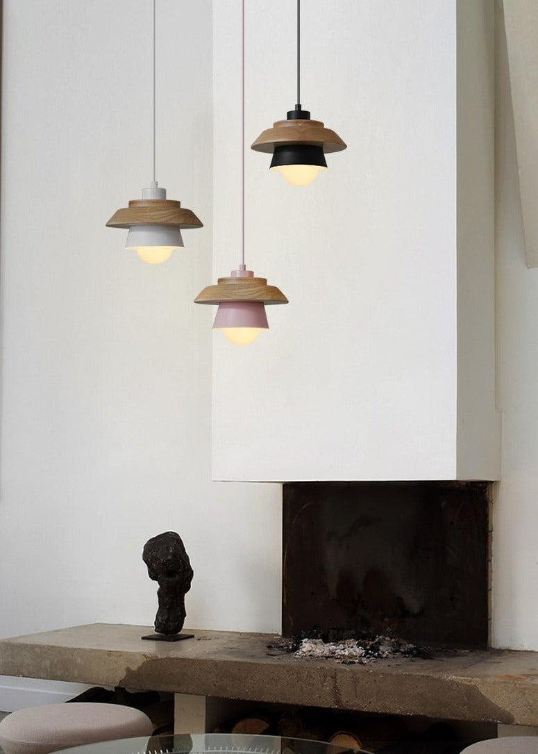 Nordic Style Wooden Metal Pendant Light Fixture - Modern Minimalist Hanging Lamp for Home Decor — Image 6