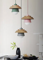 Nordic Style Wooden Metal Pendant Light Fixture - Modern Minimalist Hanging Lamp for Home Decor — Image 5