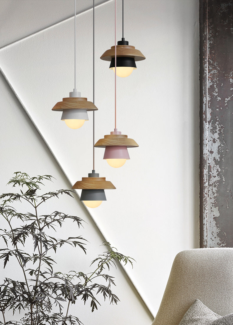 Nordic Style Wooden Metal Pendant Light Fixture - Modern Minimalist Hanging Lamp for Home Decor — Image 7