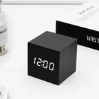 Modern LED Wooden Cube Alarm Clock Multi-Color Display USB Powered 6.3cm — Image 4