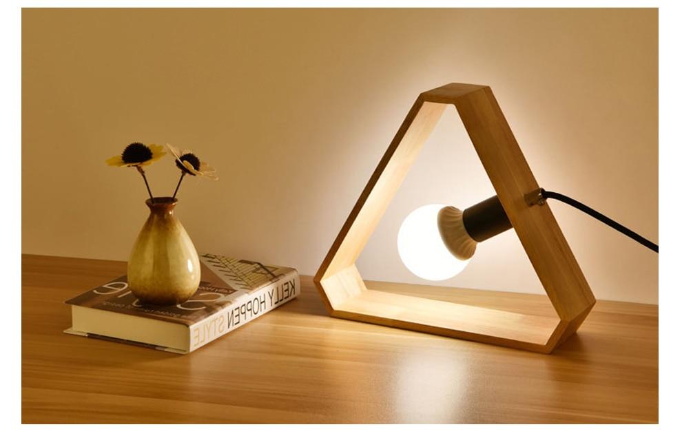 Modern Geometric Wooden Table Lamp - Hexagonal & Triangular Designs, Natural Wood, 130mm Height — Image 3