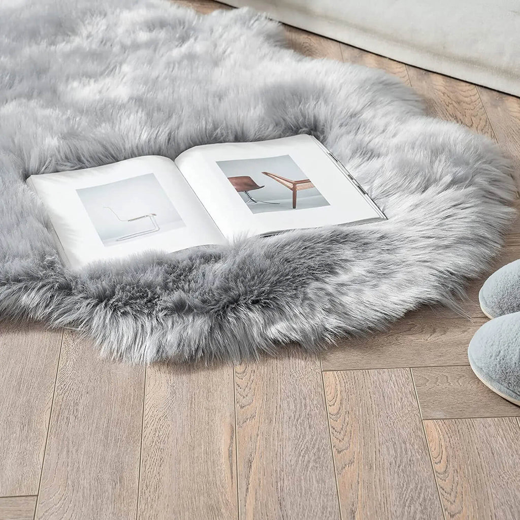 Luxury Faux Fur Area Rug Soft Shaggy Carpet Grey 60x180cm — Image 5