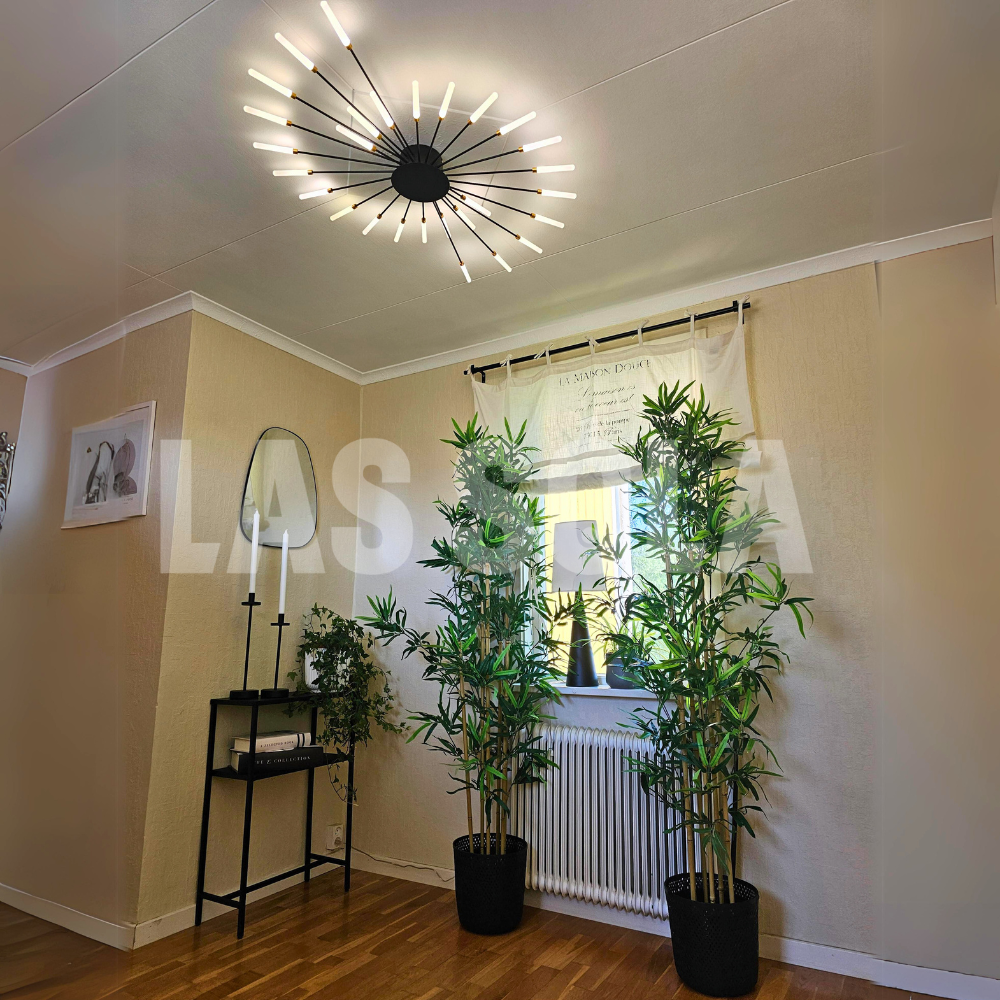 Modern Sputnik LED Ceiling Light Fixture Metal Starburst Chandelier Black Gold — Image 22