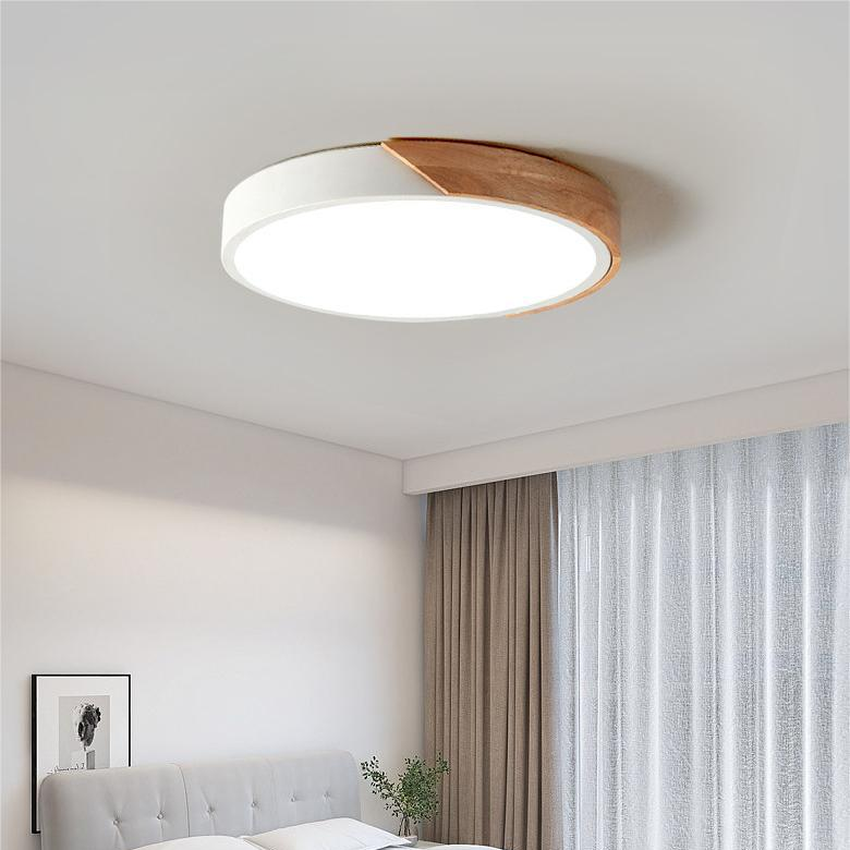 Modern LED Ceiling Light with Wooden Accent in Multiple Colors — Image 2