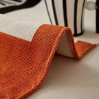 Modern Geometric Cotton Sofa Throw Blanket Black White Orange Striped Decorative Living Room Cover — Image 8