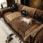 Elegant Woven Sofa Throw Blanket Cotton Blend Floral Pattern Brown — Image 4