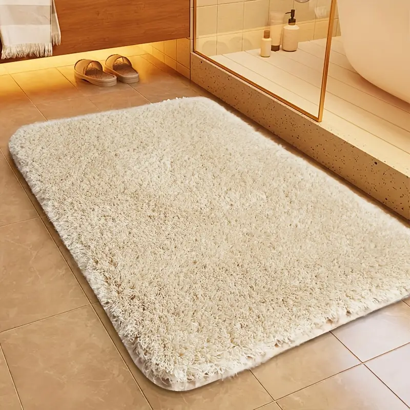 Ultra Soft Plush Microfiber Bath Mat Non-Slip Quick-Dry Bathroom Rug White — Image 4